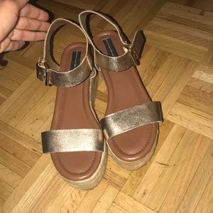 Gold metallic espadrilles